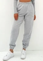 Kolee - Grey melange sweatpants with a logo