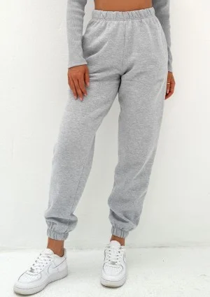 Kolee - Grey melange sweatpants with a black logo