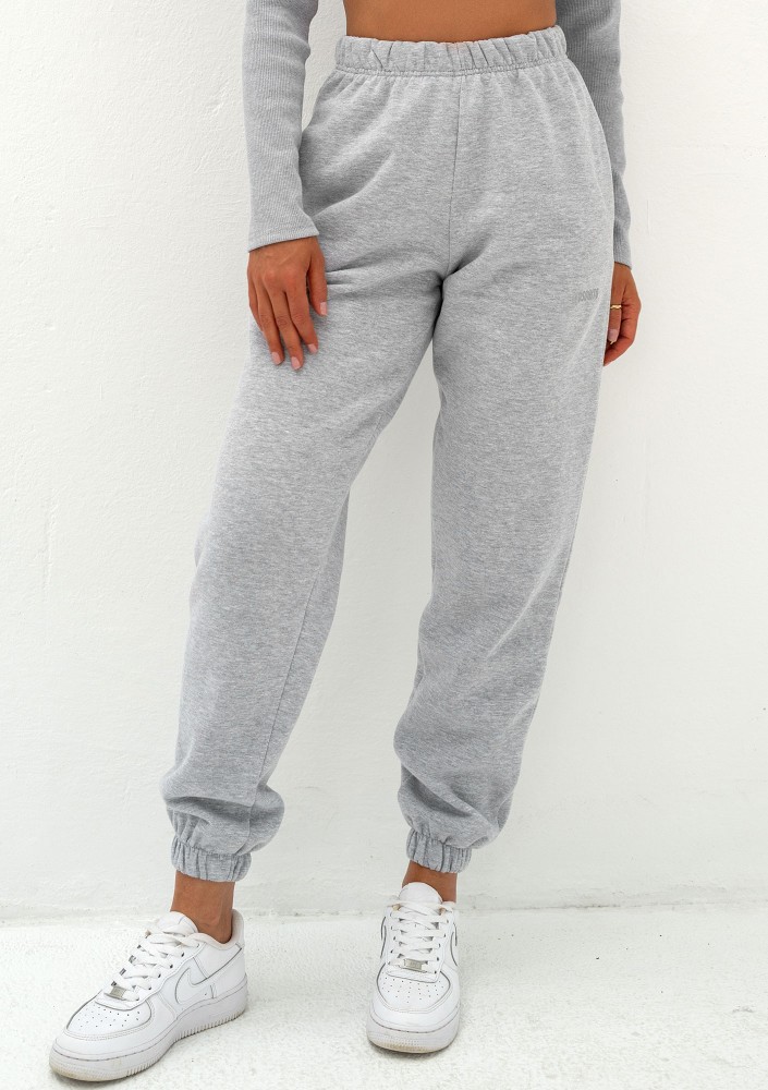 Kolee - Grey melange sweatpants with a black logo