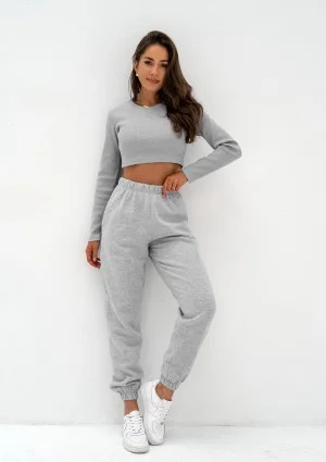 Kolee - Grey melange sweatpants with a black logo