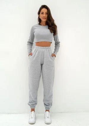 Kolee - Grey melange sweatpants with a black logo