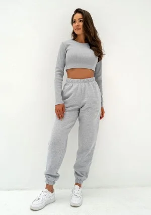 Kolee - Grey melange sweatpants with a black logo