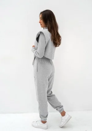 Kolee - Grey melange sweatpants with a black logo