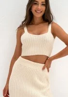 Celine - Short beige knitted top