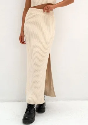 Celine - Beige knitted maxi skirt