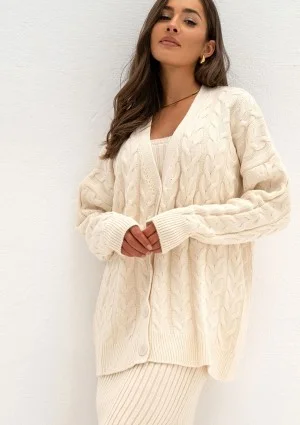 Daven - Beige braided oversize cardigan