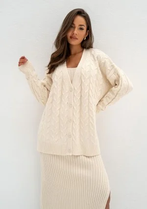 Daven - Beige braided oversize cardigan