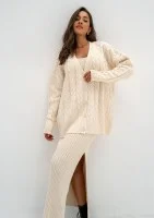 Daven - Beige braided oversize cardigan