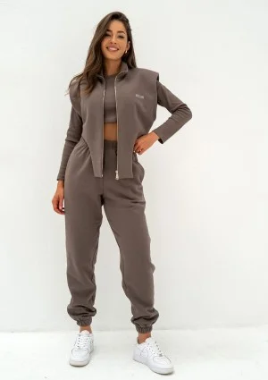 Kolee - Savannah tan sweatpants with a logo