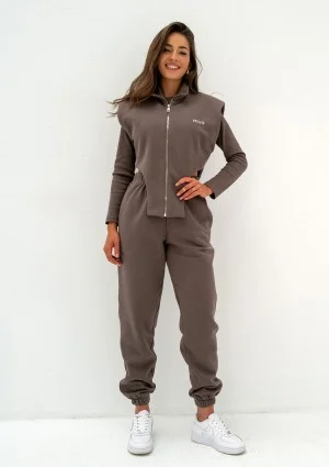 Kolee - Savannah tan sweatpants with a logo