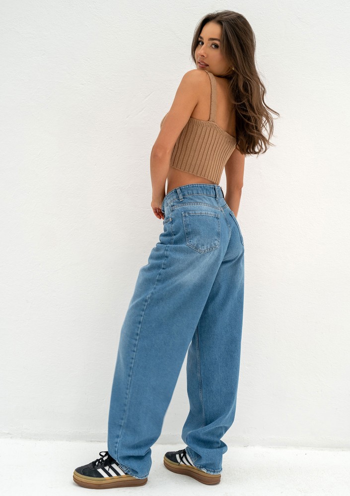 Celine - Short camel brown knitted top