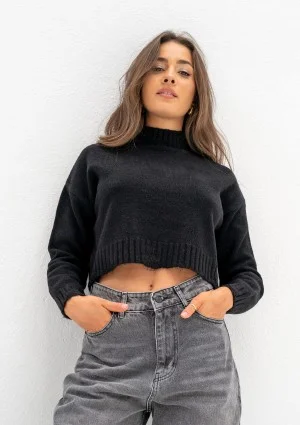 Nari - Black polo neck sweater