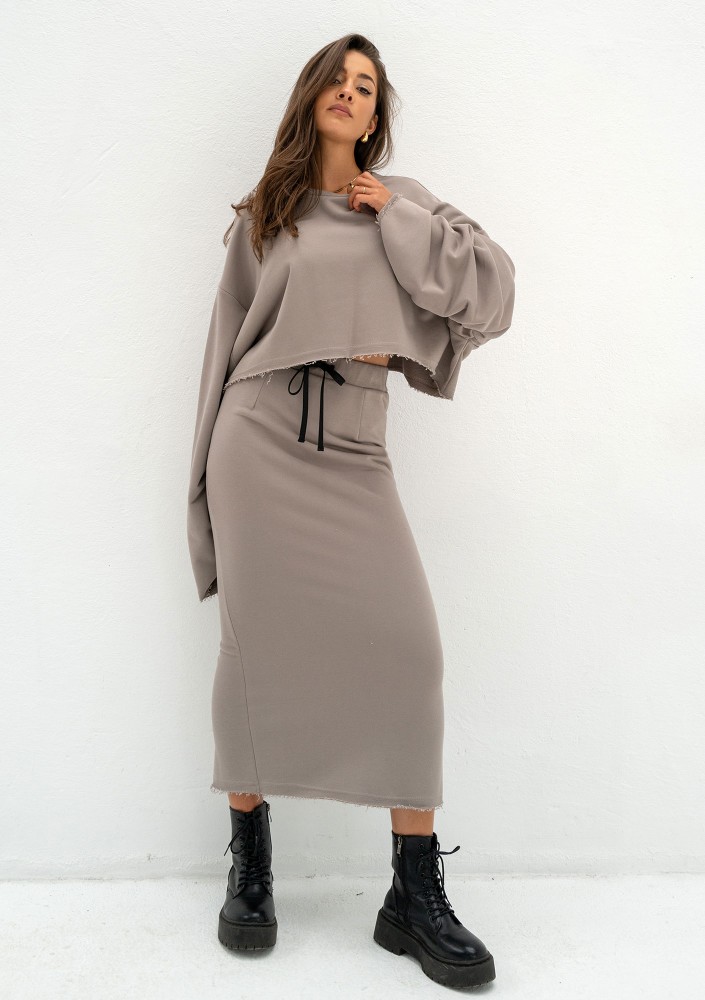 Shire - Taupe midi skirt