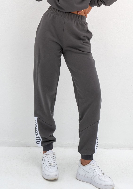 Zone - Dark stone grey sweapants with a logo