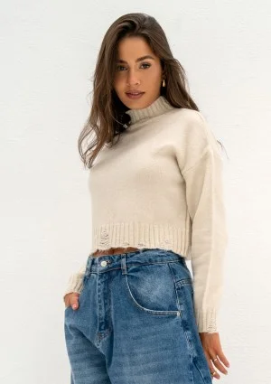 Nari - Beige polo neck sweater