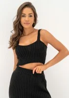 Celine - Short black knitted top