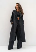 Maybe - Black denim midi trench