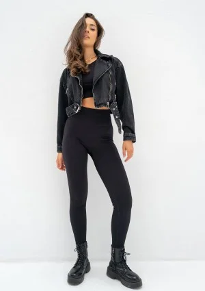 Mate - Black cropped denim jacket