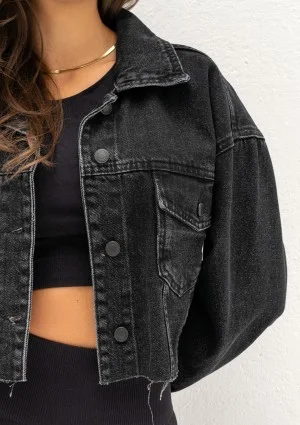 Mate - Black cropped denim jacket