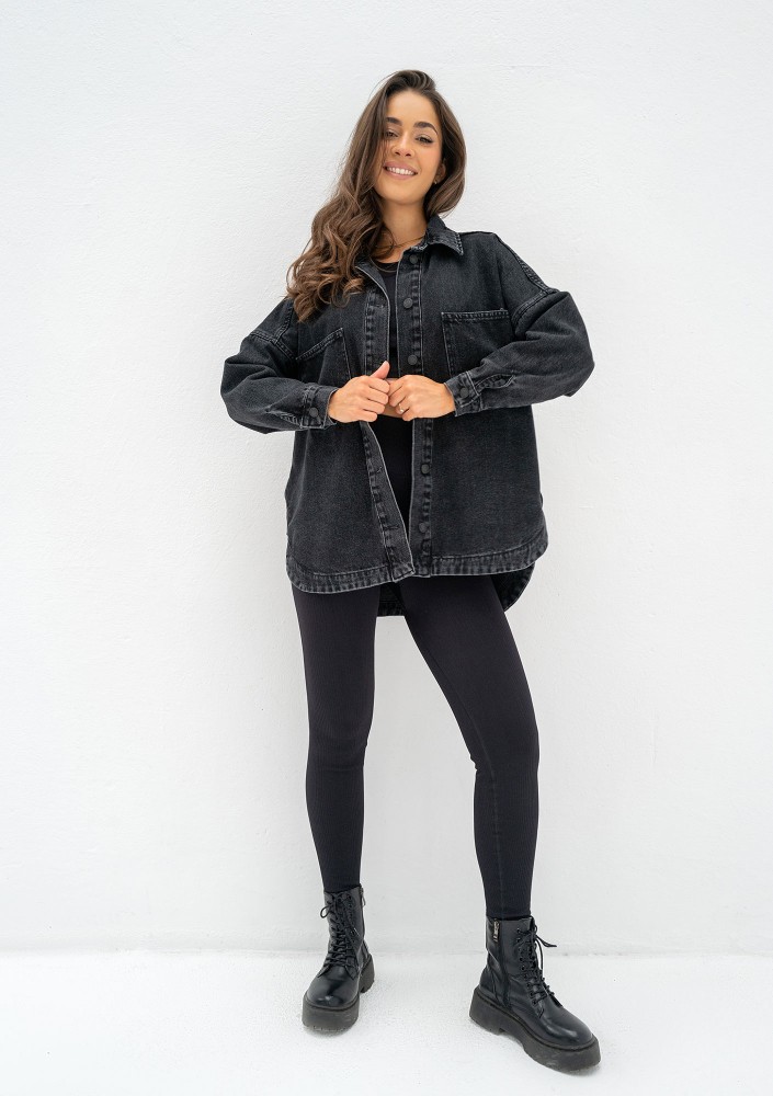Sobe - Black oversize denim shirt