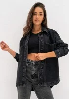 Sobe - Black oversize denim shirt