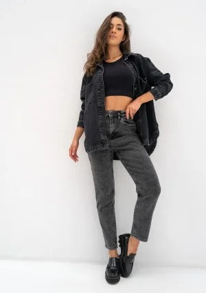 Sobe - Black oversize denim shirt