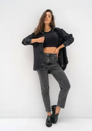 Sobe - Black oversize denim shirt