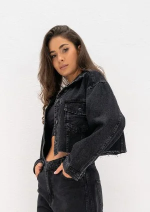 Mate - Black cropped denim jacket