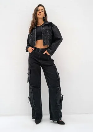 Mate - Black cropped denim jacket