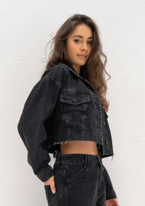 Mate - Black cropped denim jacket