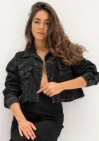 Mate - Black cropped denim jacket