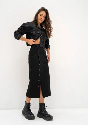 Mate - Kurtka  jeansowa crop Black