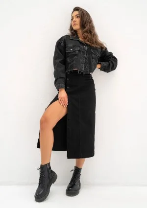 Mate - Black cropped denim jacket