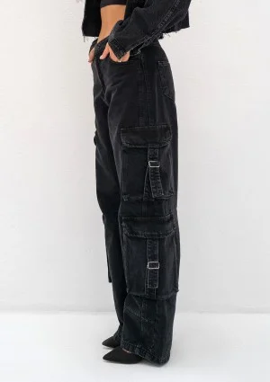 Cork - Black wide cargo jeans