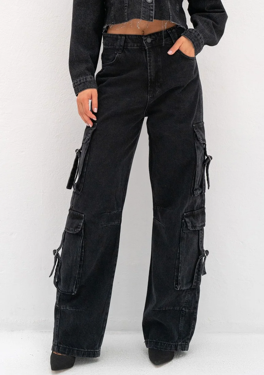 Cork - Black wide cargo jeans - Mosquito