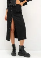 Carri - Black denim midi skirt