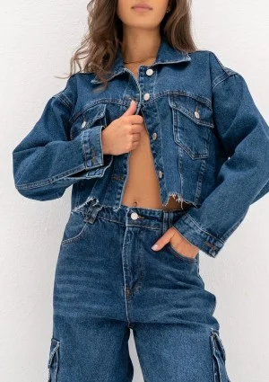 Mate - Navy blue cropped denim jacket