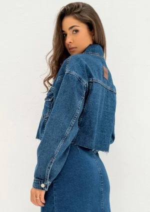 Mate - Navy blue cropped denim jacket