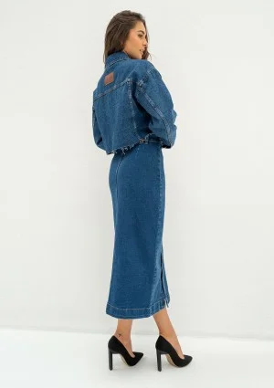 Mate - Navy blue cropped denim jacket