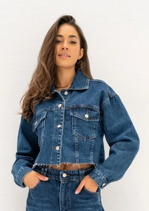 Mate - Navy blue cropped denim jacket