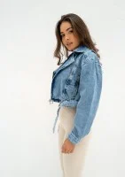 Moya - Blue denim jacket with a belt