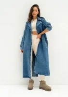 Maybe - Blue denim midi trench