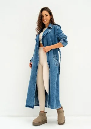 Maybe - Blue denim midi trench