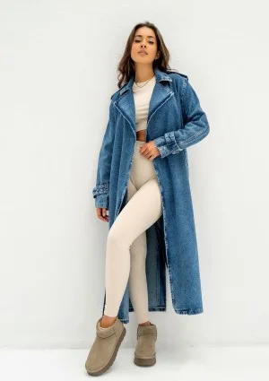 Maybe - Blue denim midi trench