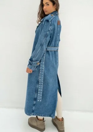 Maybe - Blue denim midi trench