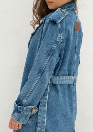 Maybe - Blue denim midi trench