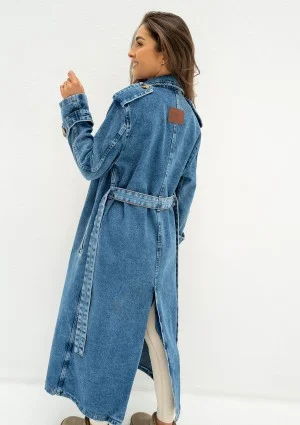 Maybe - Blue denim midi trench