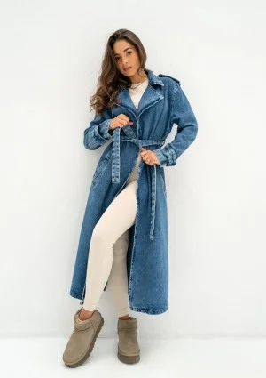 Maybe - Blue denim midi trench