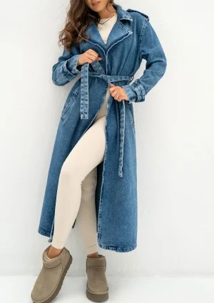 Maybe - Blue denim midi trench