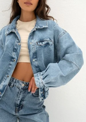 Sari - Light blue short denim jacket